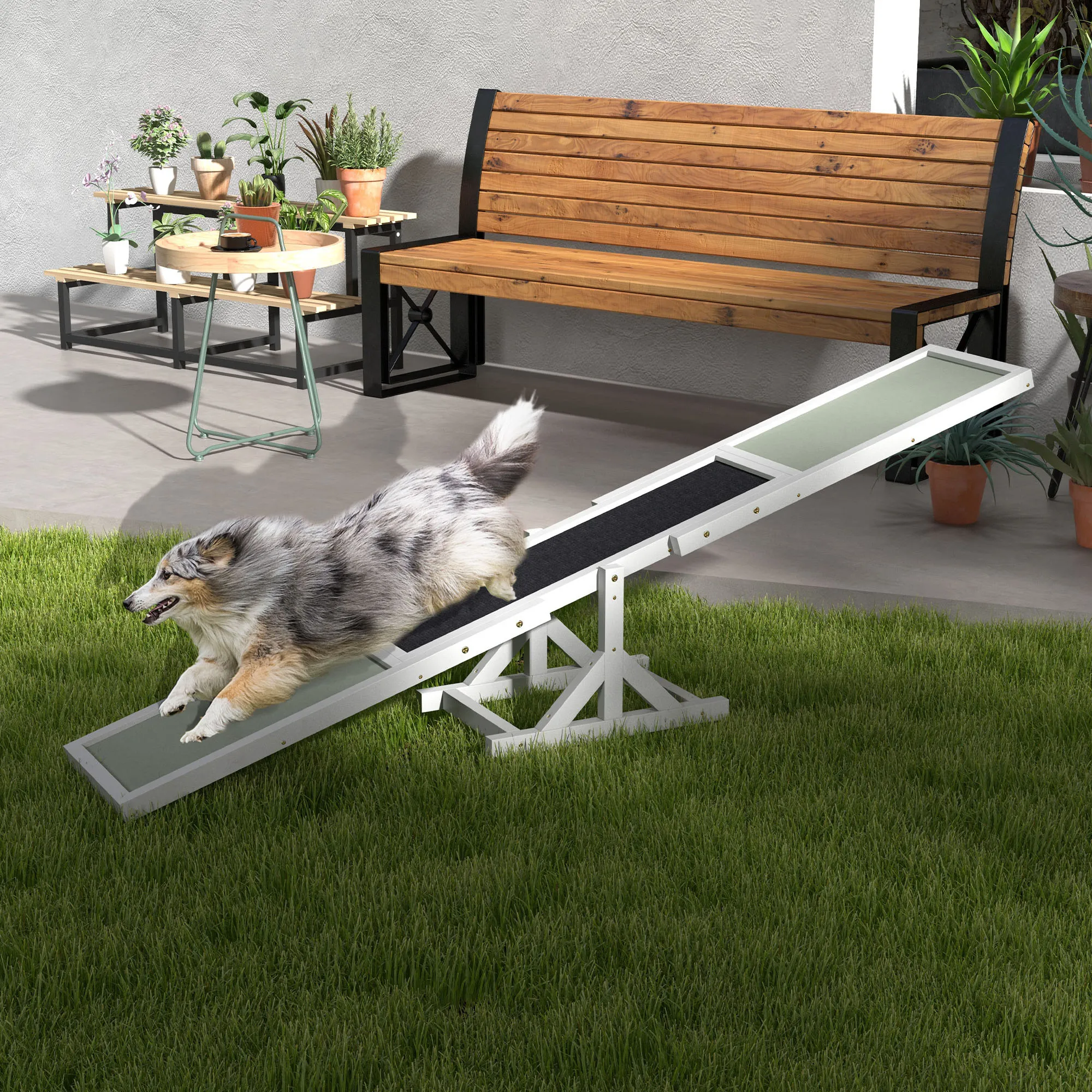 Hundewippe für Agility Training aus Tannenholz, 180x30x30 cm