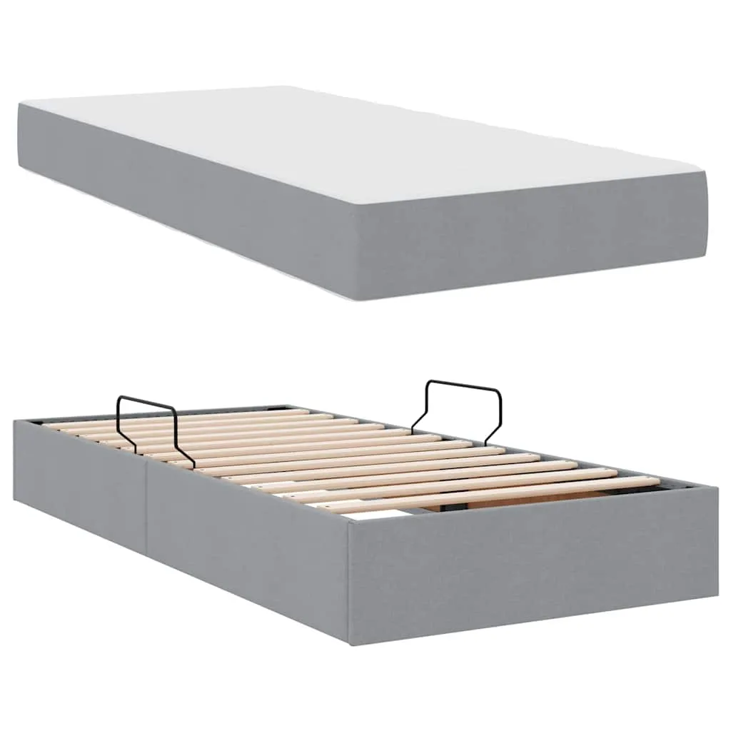 Aufbewahrungsbett mit Matratze 90 x 200 cm Hellgrau