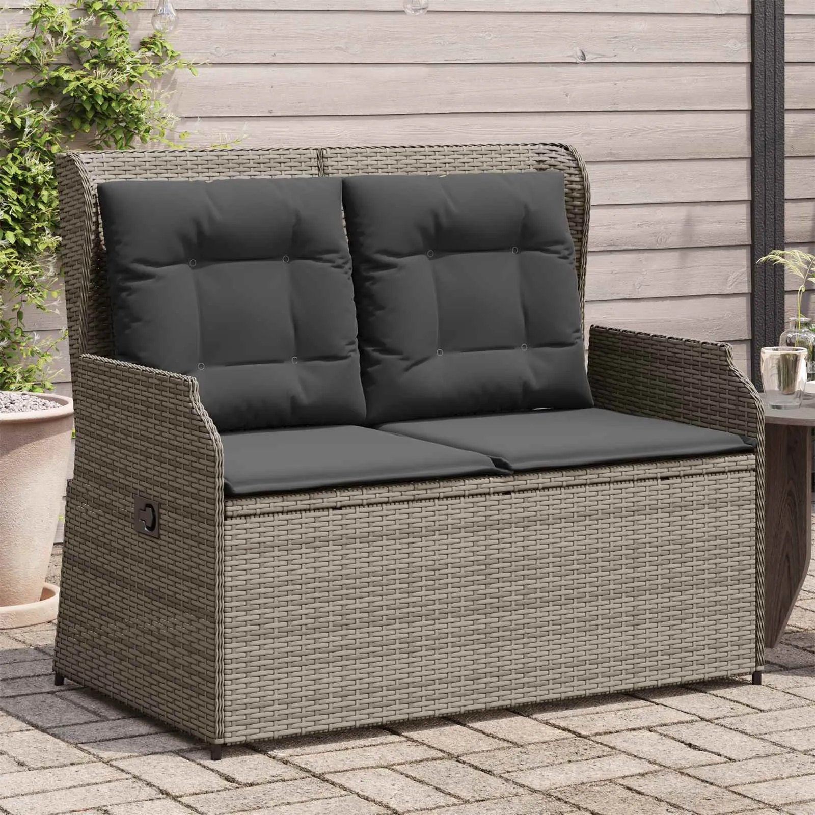 Reclining Gartenbank Grau 110 x 67 x 95 cm