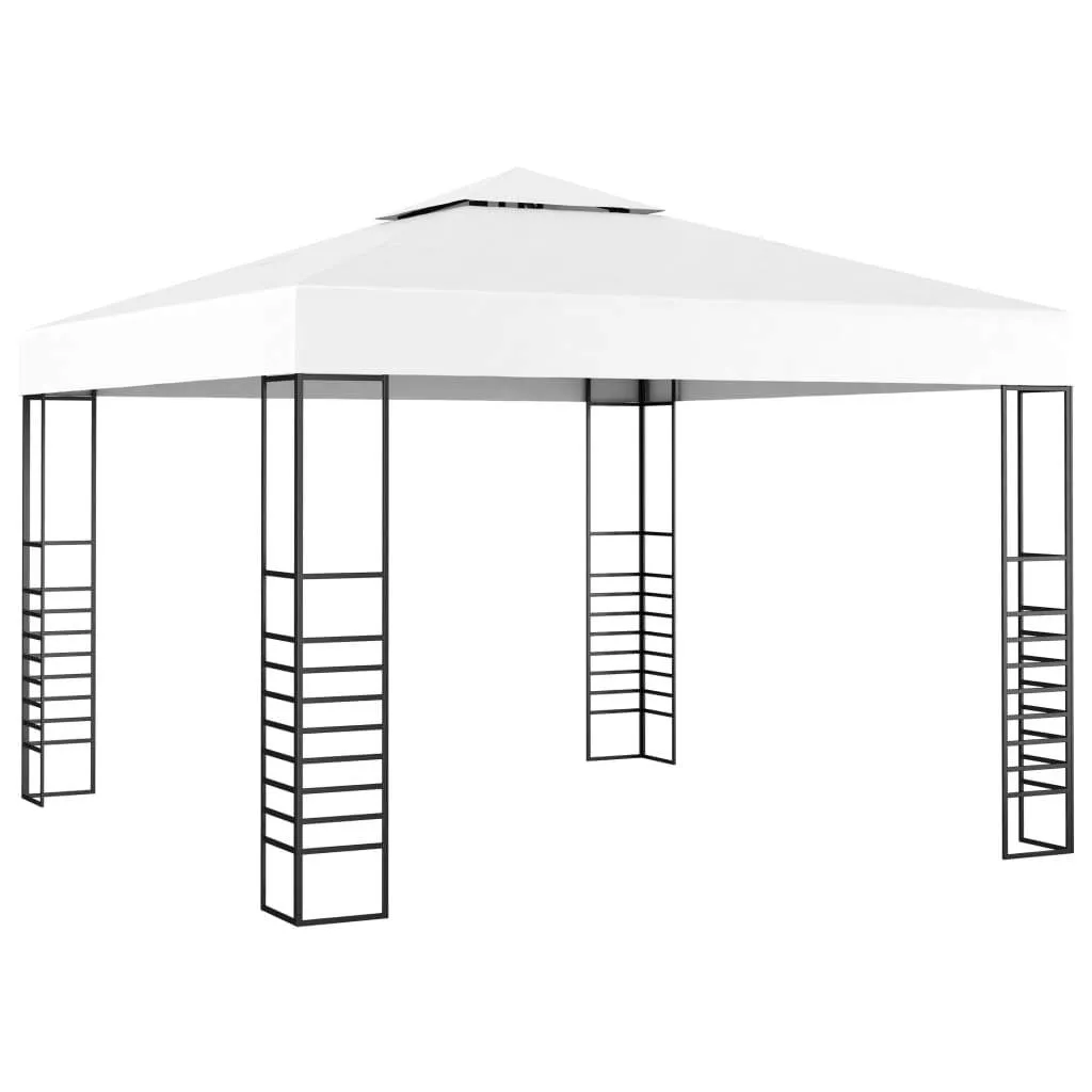 Weißer Pavillon 3 x 3 x 2,7 m mit UV-Schutz und Solar-Lichterkette