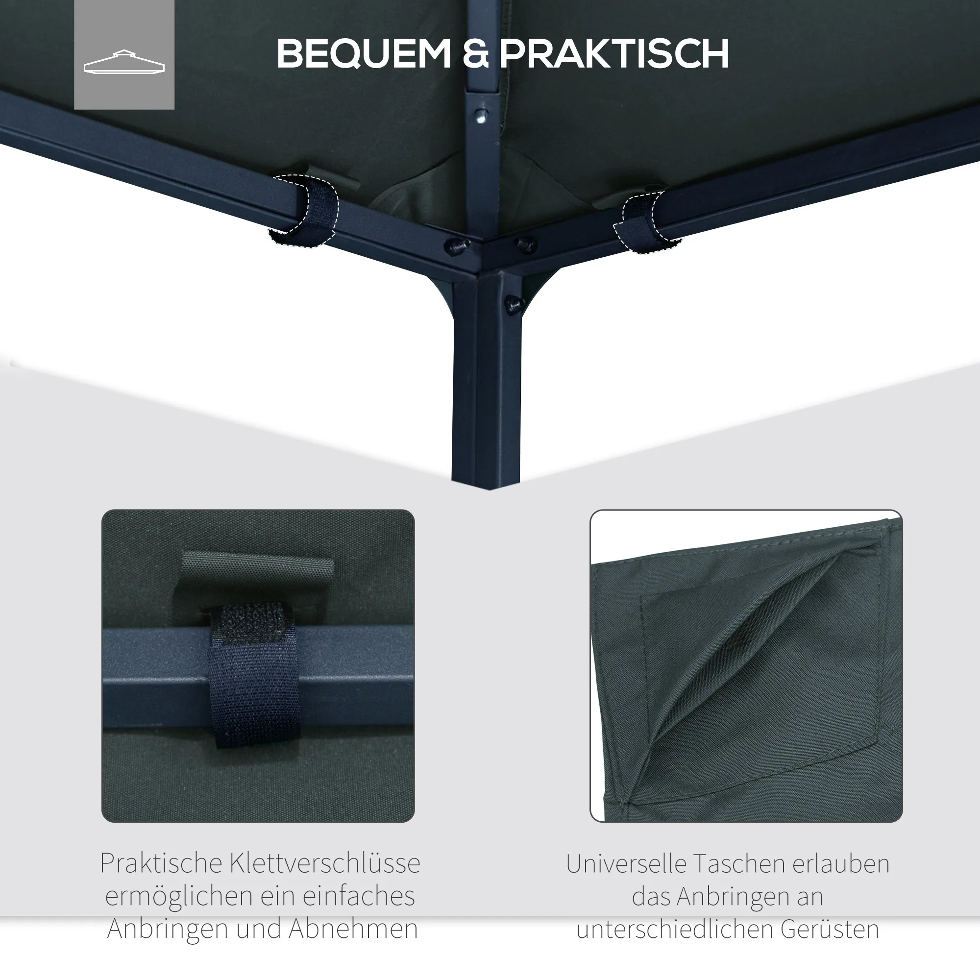 Pavillon Ersatzdach 295-300 cm Dunkelgrau