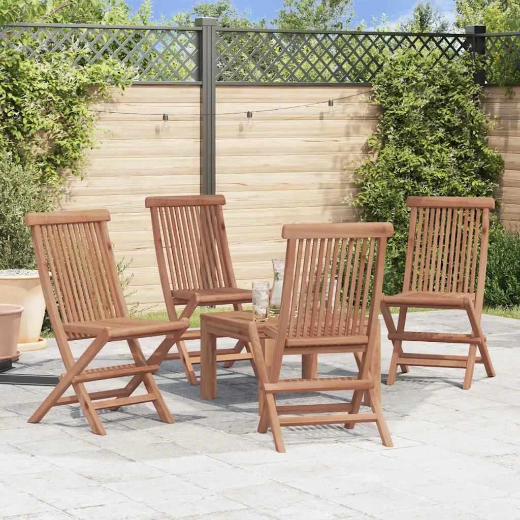 Klappstühle, 4er-Set, für Garten und Terrasse, Teakholz