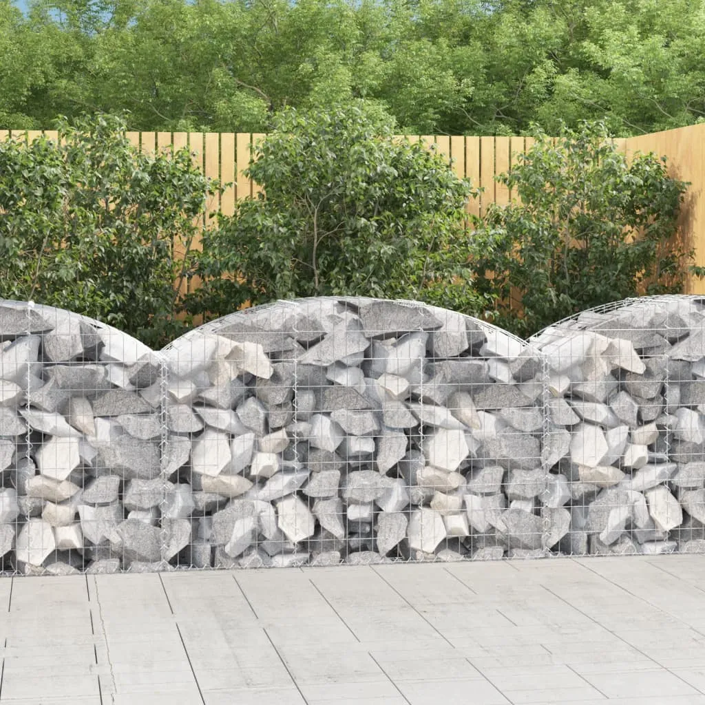 Gabionenwand Hochbogen Silber 150 x 50 x 80/100 cm verzinktes Eisen