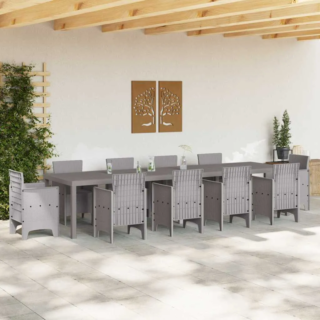 Moderner Gartentisch Poly-Rattan 350x100x74 cm Hellgrau