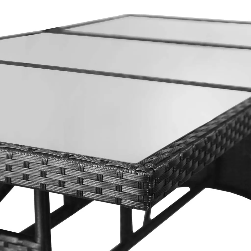 Gartentisch mit Glasplatte 170x80x74 cm Schwarz