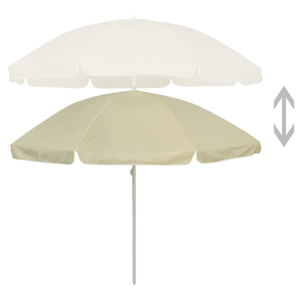Strandschirm Weiß 240 cm Durchmesser, 220 cm Höhe, Polyester