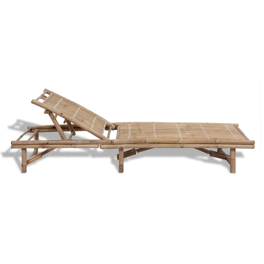 Verstellbare Gartenliege aus Bambus 200 x 65 x (30-87) cm