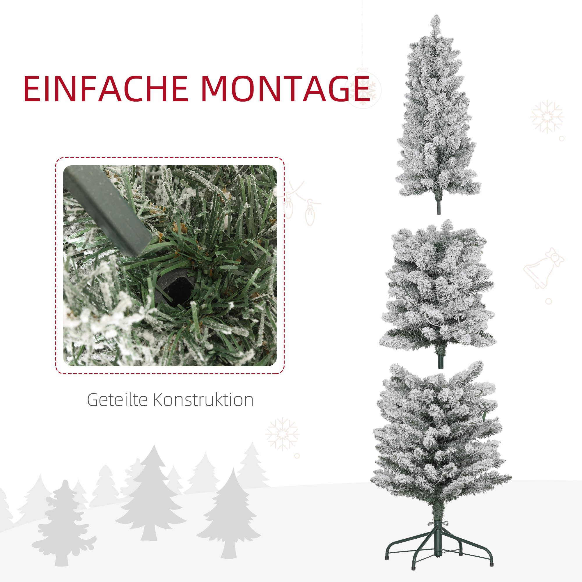 Künstlicher Weihnachtsbaum 180 cm mit LED-Lichterkette Grün-Weiß