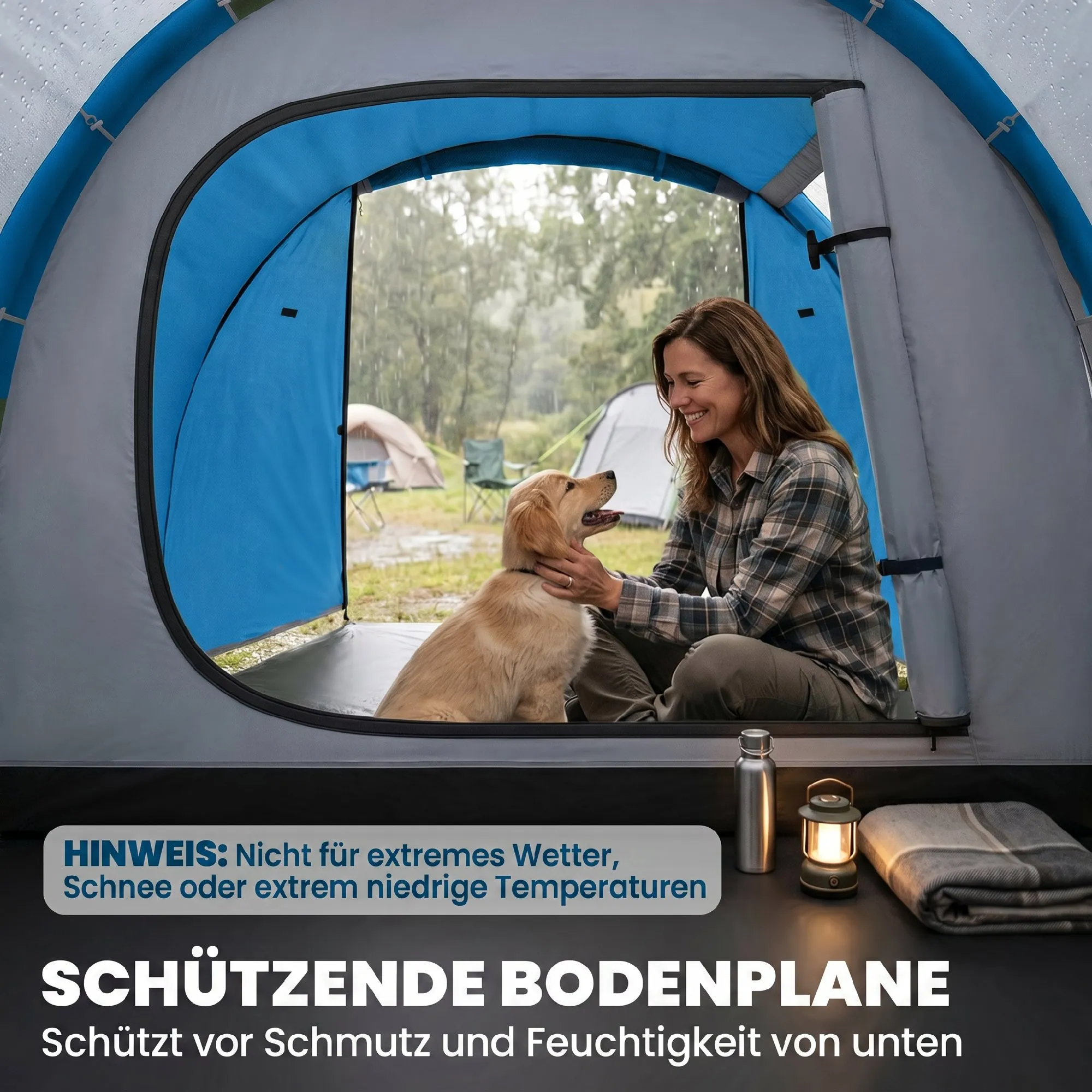 Campingzelt 2-3 Personen 426x206x154 cm Hellblau