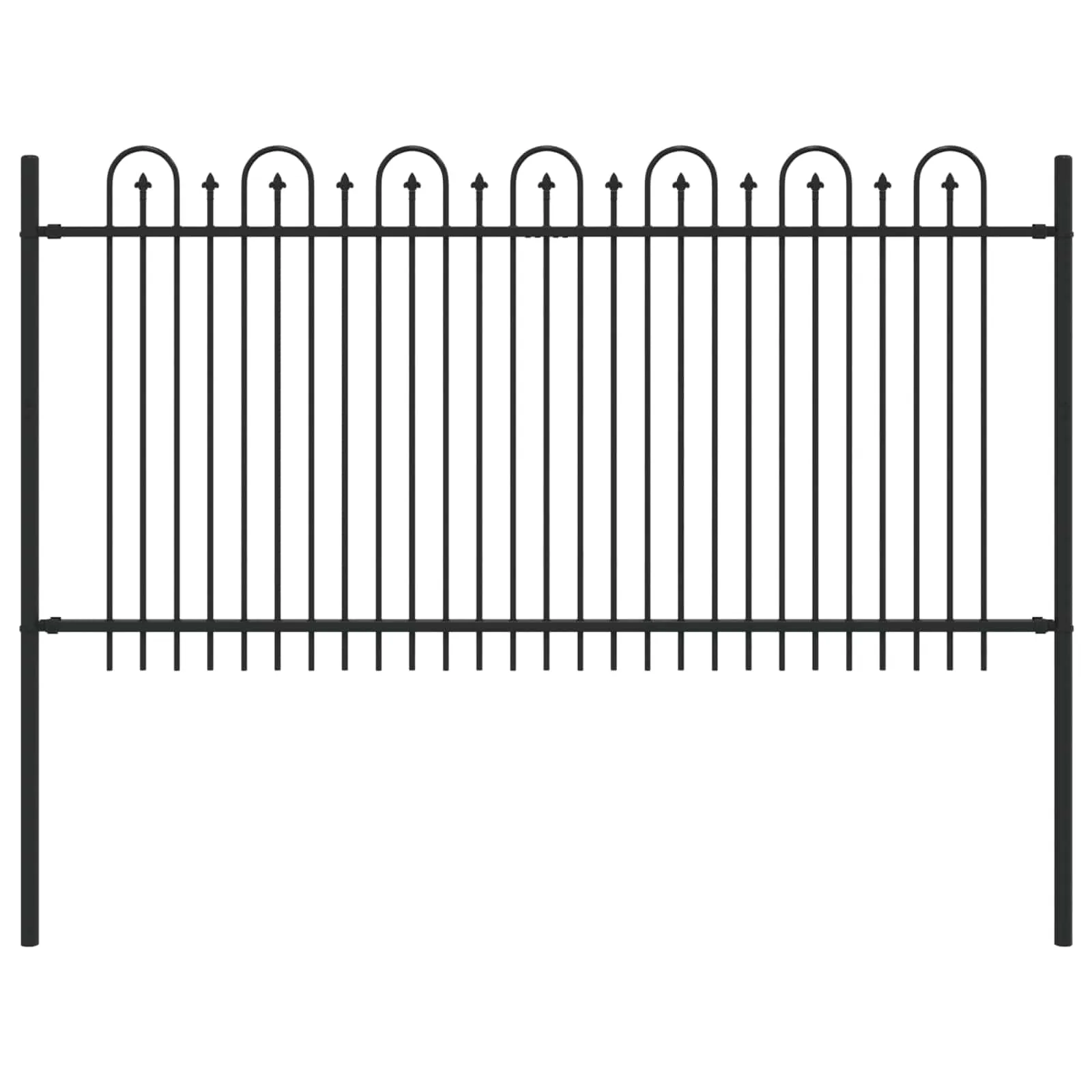 Spike-Bogen-Zaun 200 x 150 cm Schwarz Pulverbeschichteter Stahl