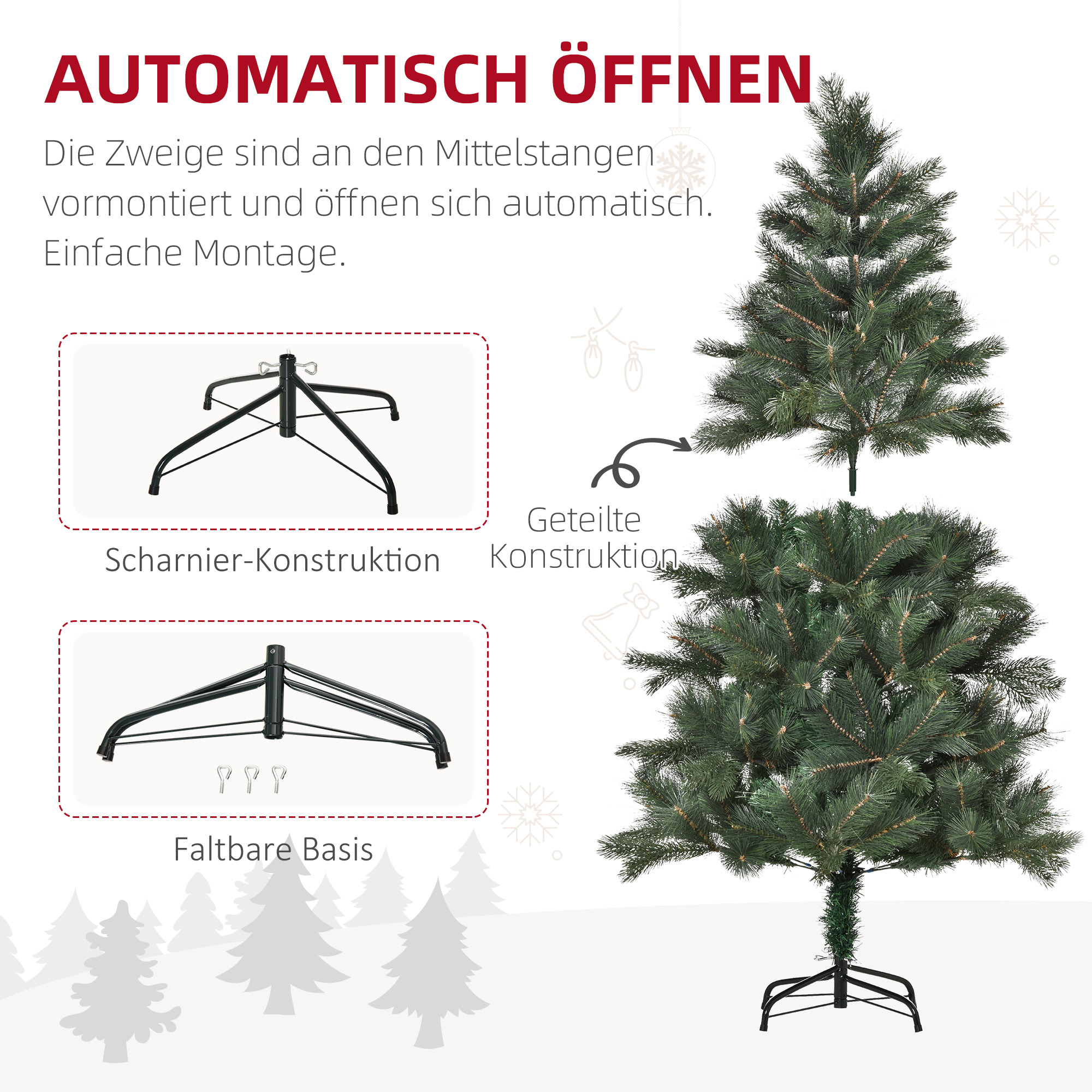 Künstlicher Weihnachtsbaum Tanne Ø90 x 180 cm Kunststoff Grün