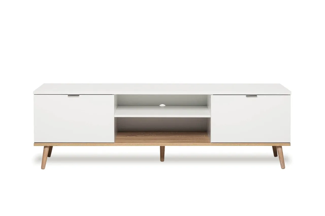 finori TV-Board Göteborg 160x40 cm weiß / Dekor Sonoma Eiche Fernsehschrank