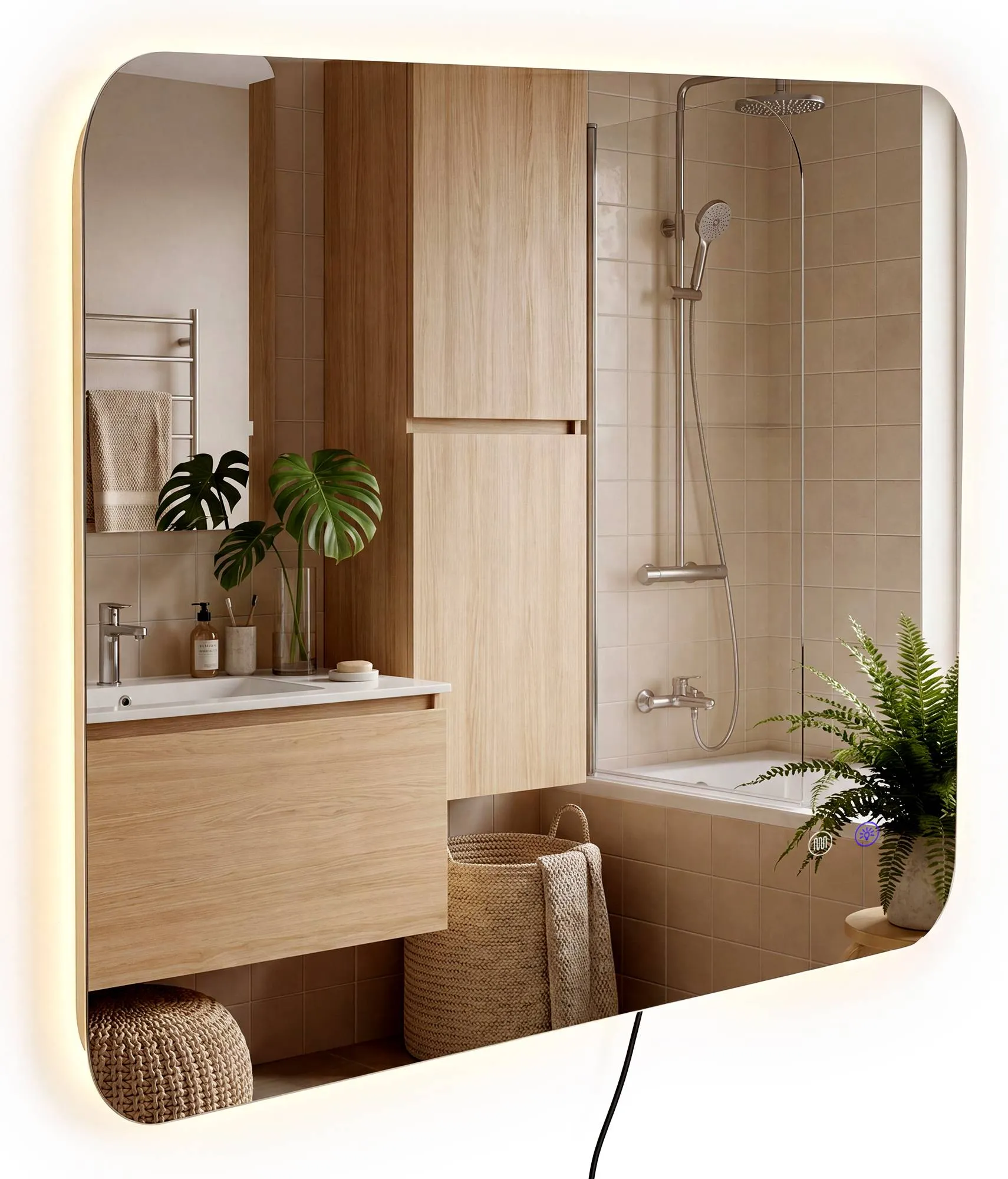 Badspiegel Palmiro LED 100x70 cm Klarglas