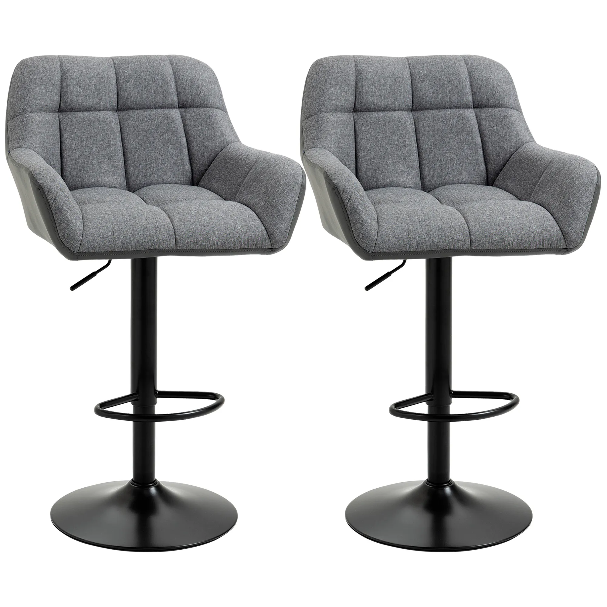 Höhenverstellbare Barhocker Grau-Schwarz 57,5L x 52,5B x 93-114H cm