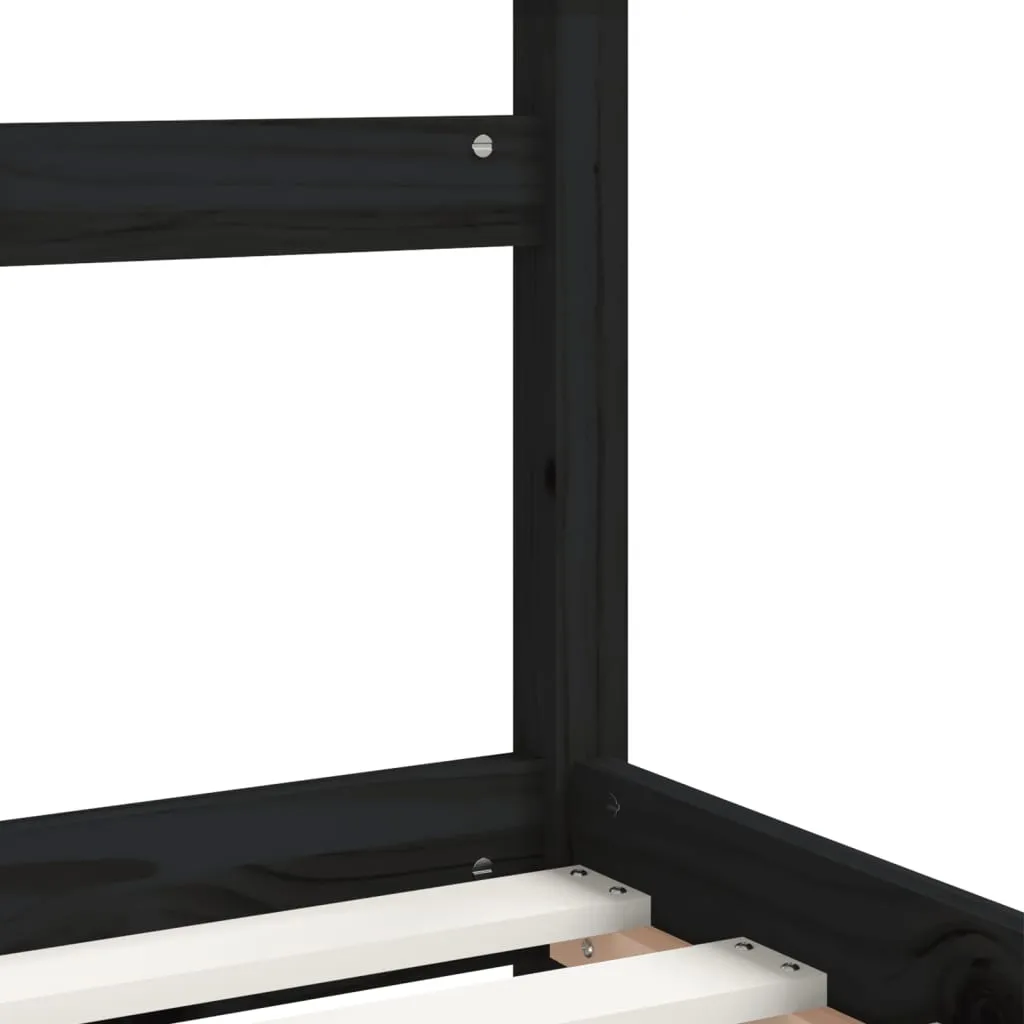 Kinderbett in Schwarz, 195,5 x 95,5 x 136 cm aus massivem Kiefernholz