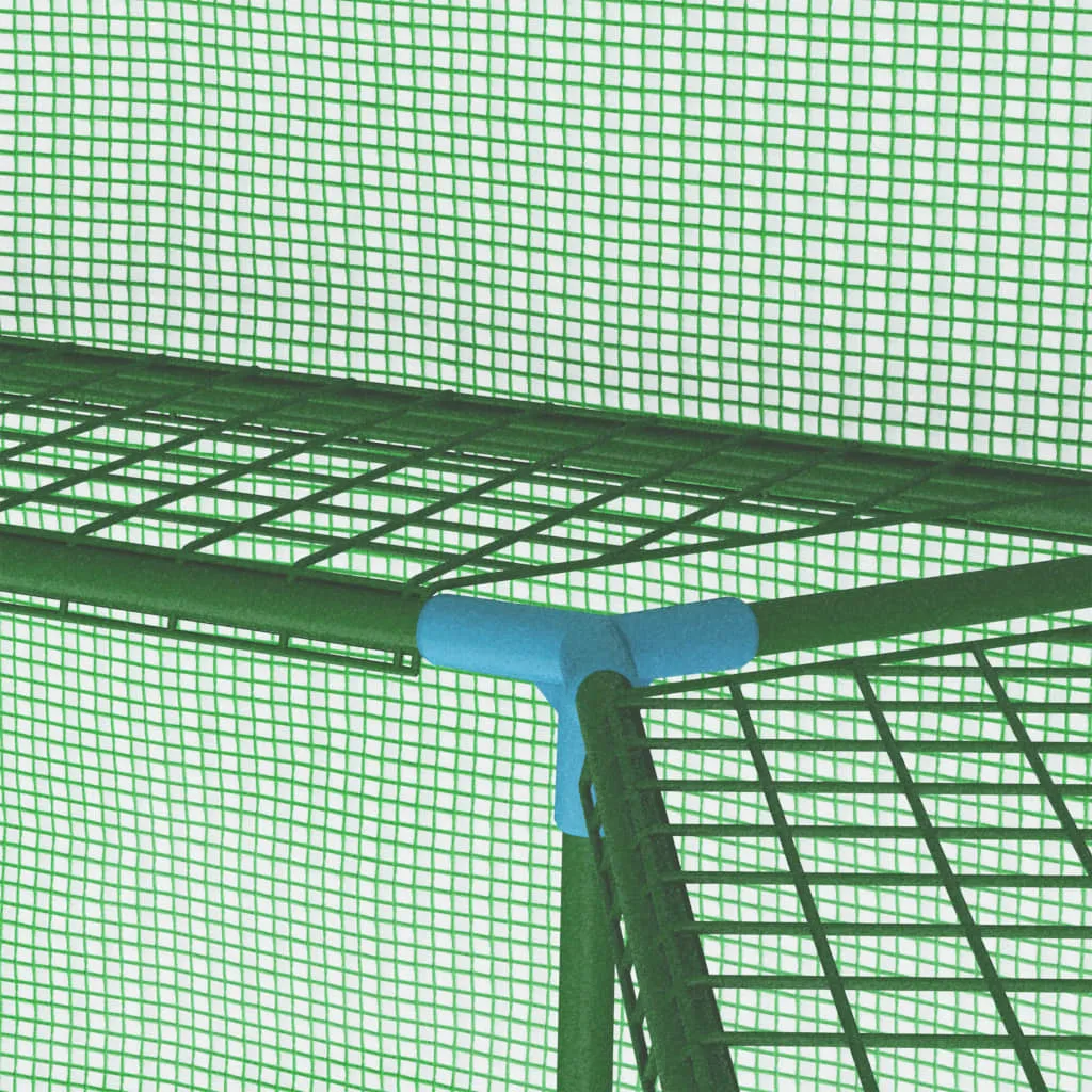 Gewächshaus 227x223 cm Grün mit PE-Netzgewebe und Stahlrahmen