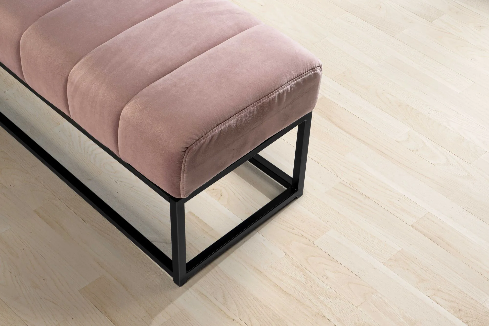 Sitzbank Samt Rosa 108x40x40 cm Flur Polsterbank mit Metallgestell