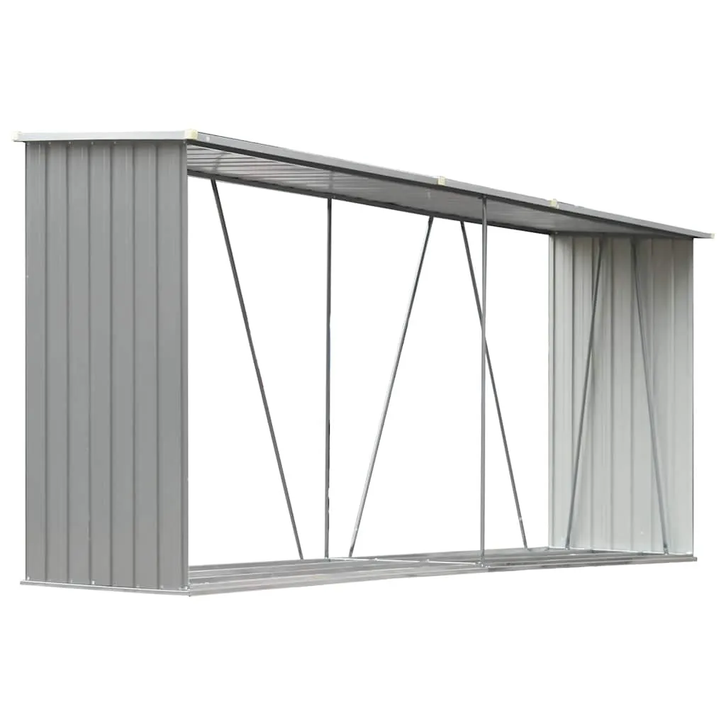Brennholzschuppen aus verzinktem Stahl 330 x 84 x 144/152 cm Grau