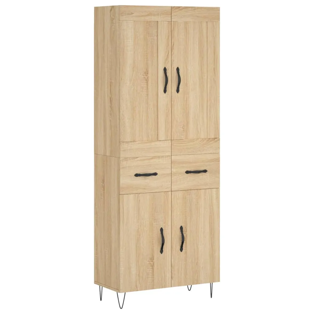 Highboard Sonoma-Eiche 69,5 x 34 x 180 cm aus Holzwerkstoff und Metall