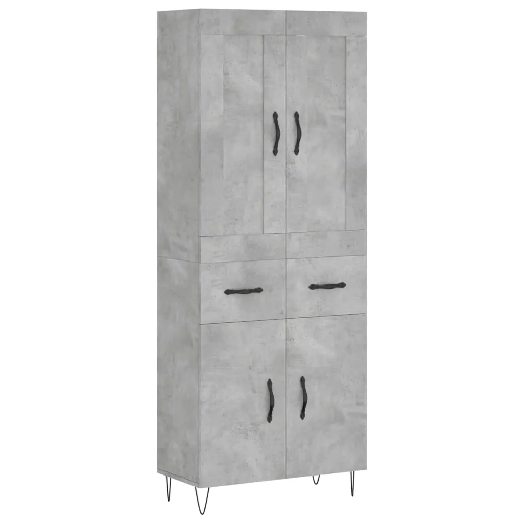 Elegantes Highboard 69,5 x 34 x 180 cm in Betongrau