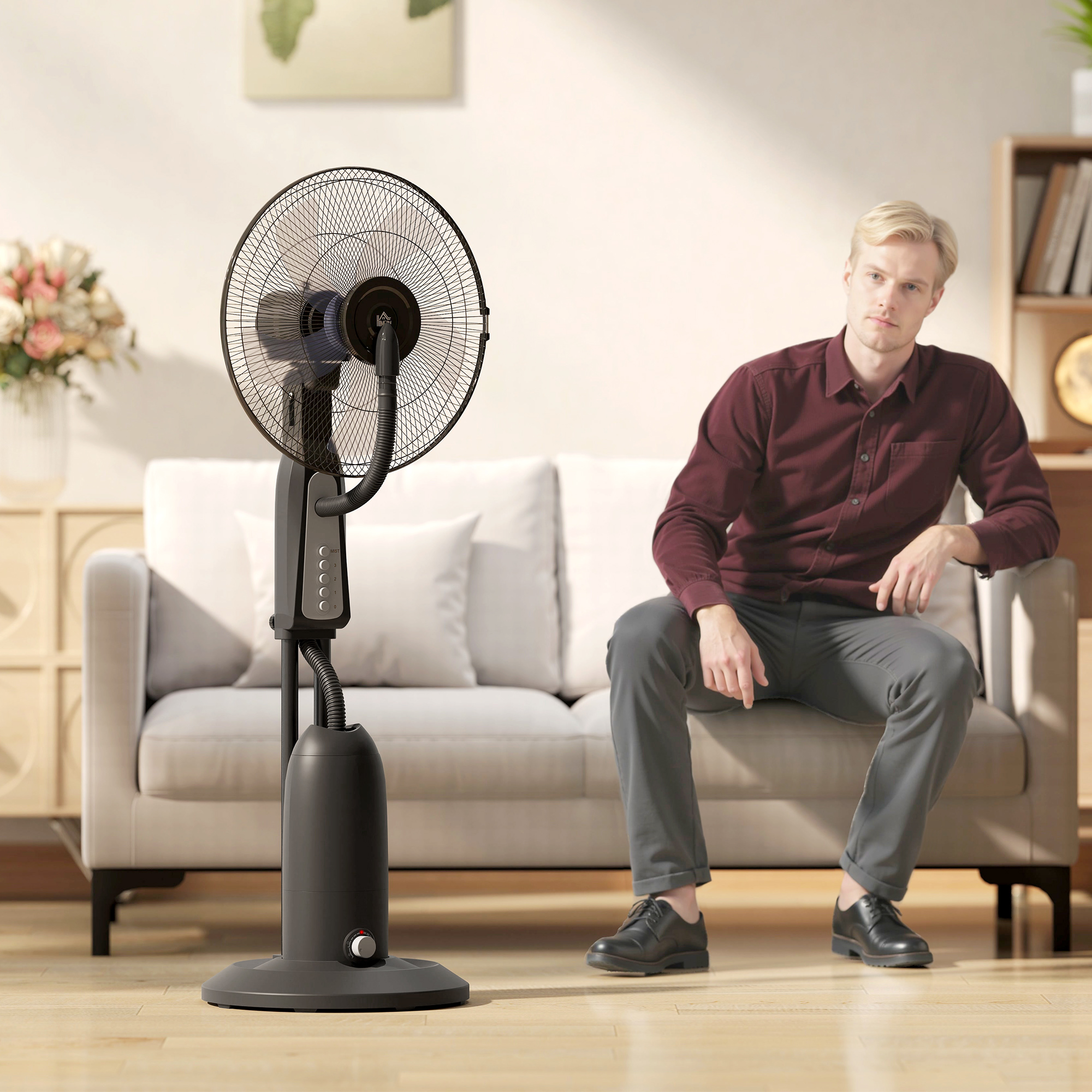 Ventilator mit Sprühnebel 50L x 40B x 125H cm Schwarz