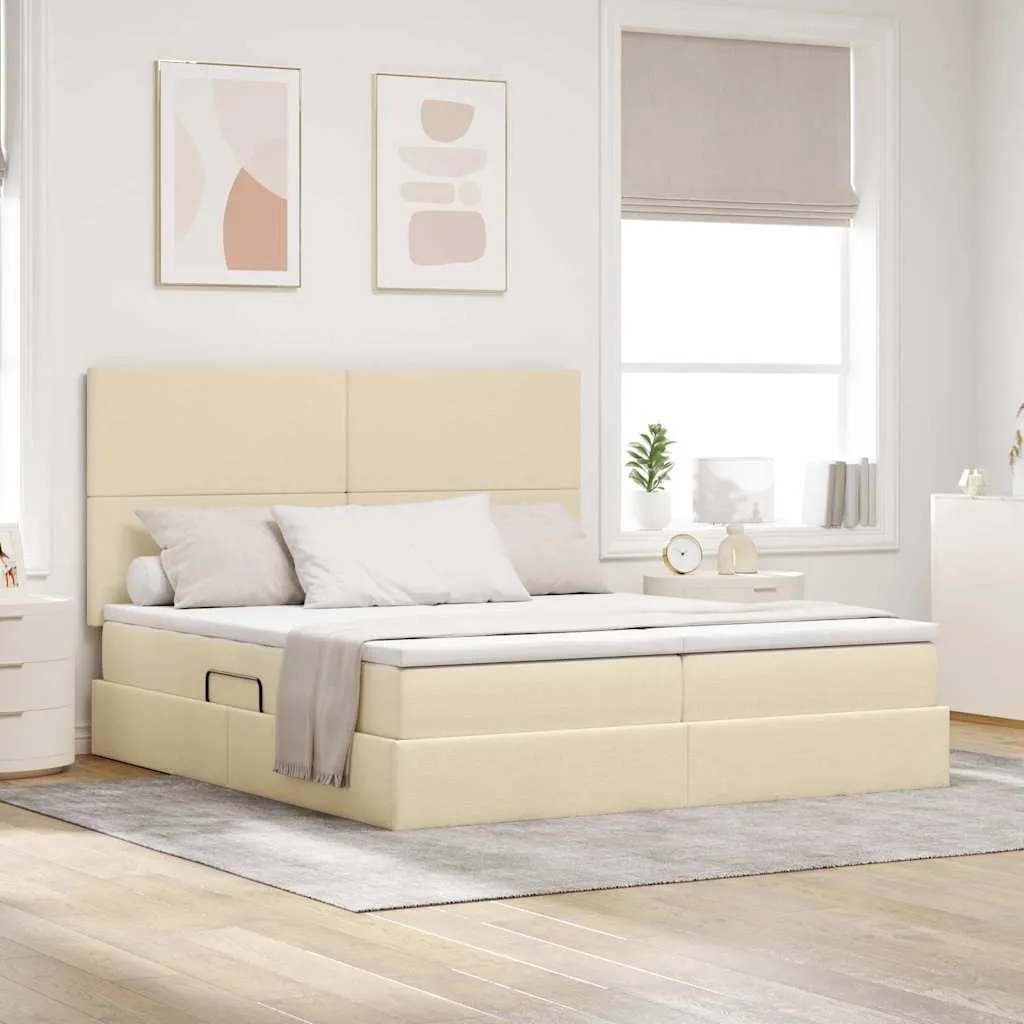 Aufbewahrungsbett 180 x 200 cm Creme