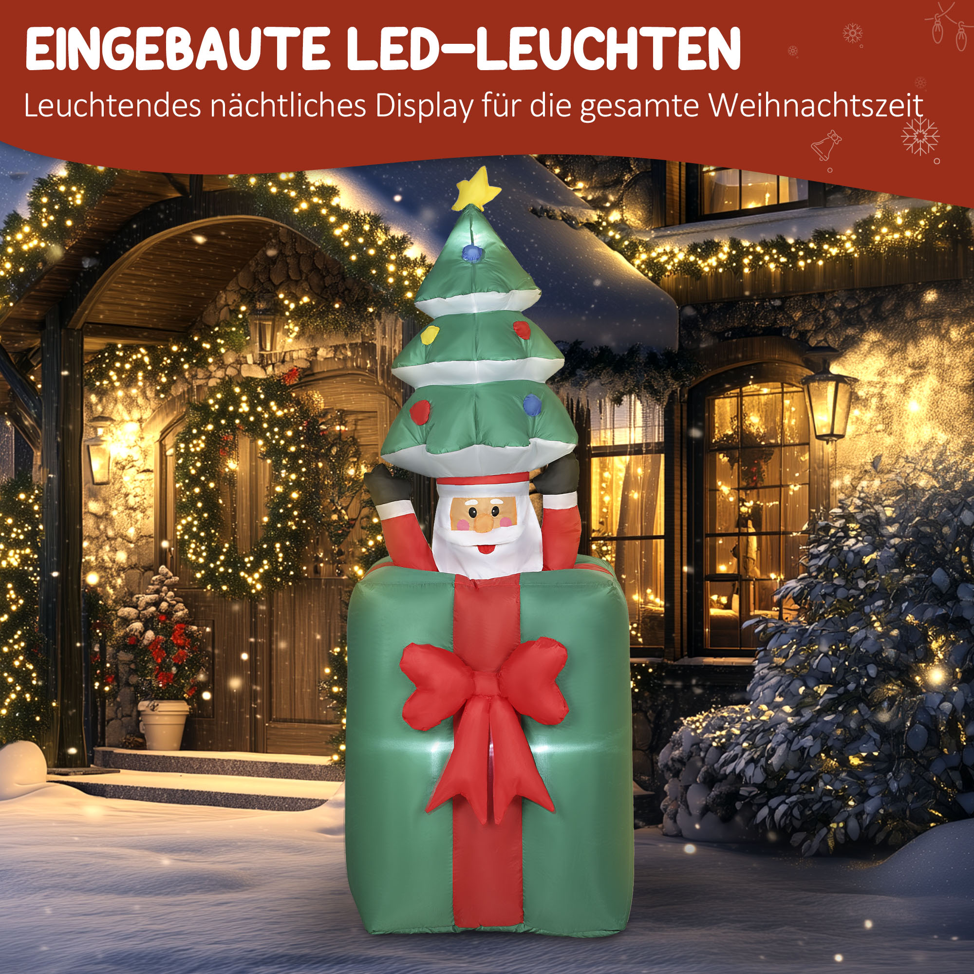 Aufblasbare Weihnachtsdekoration Weihnachtsmann LED Polyester