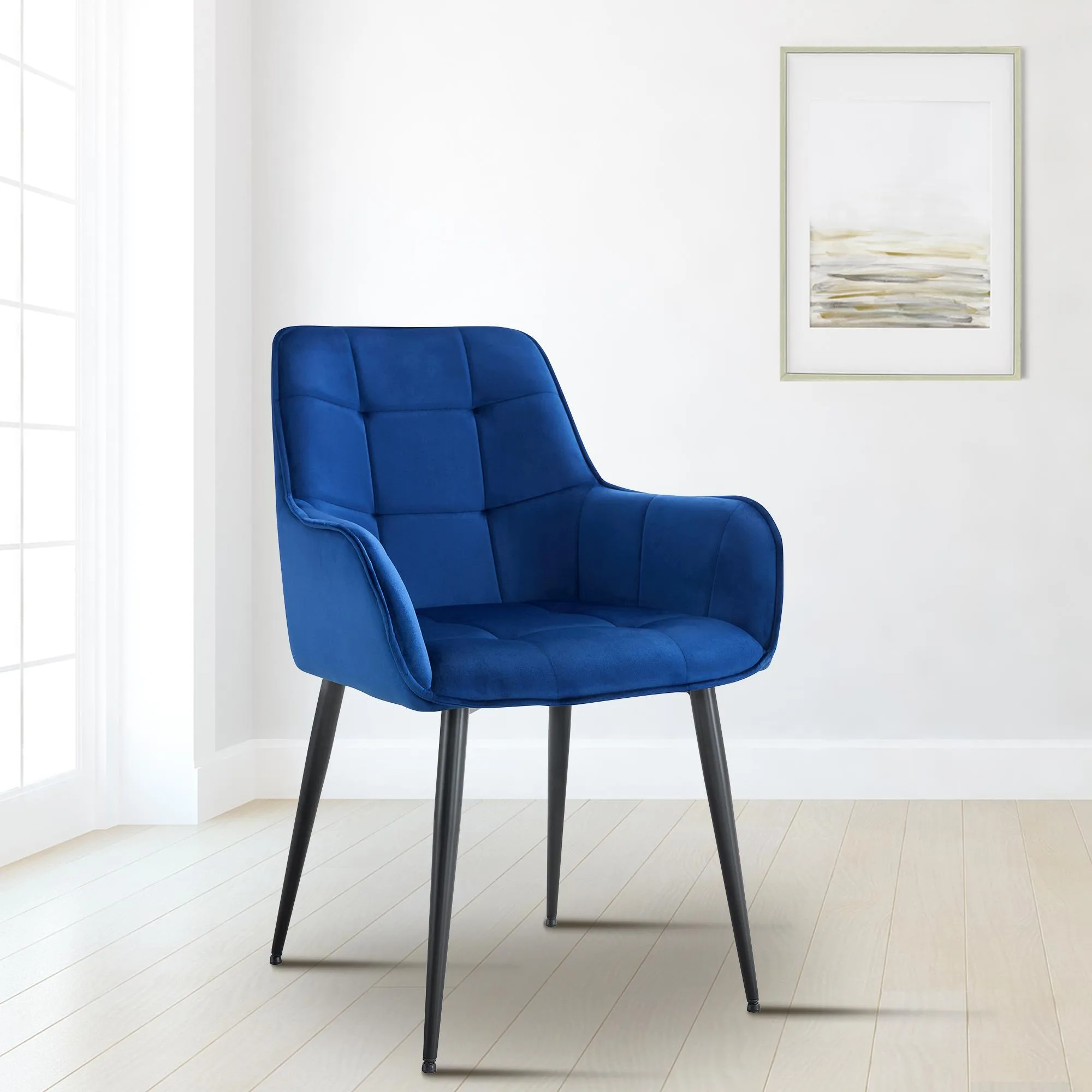 Esszimmerstuhl Ferndale Samt 62x58x86 cm dunkelblau
