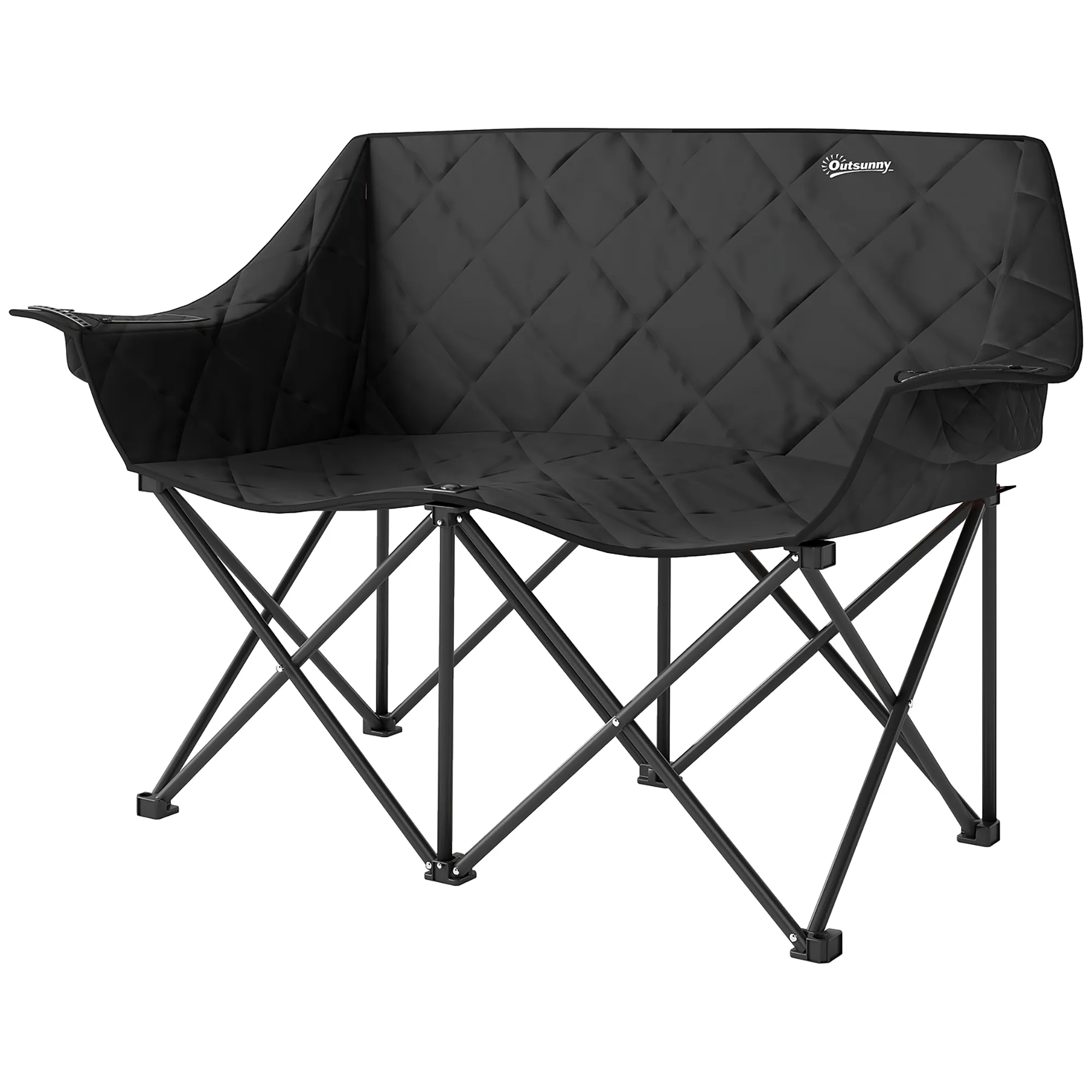 Faltbarer Campingstuhl Schwarz 145L x 60B x 92H cm für 2 Personen