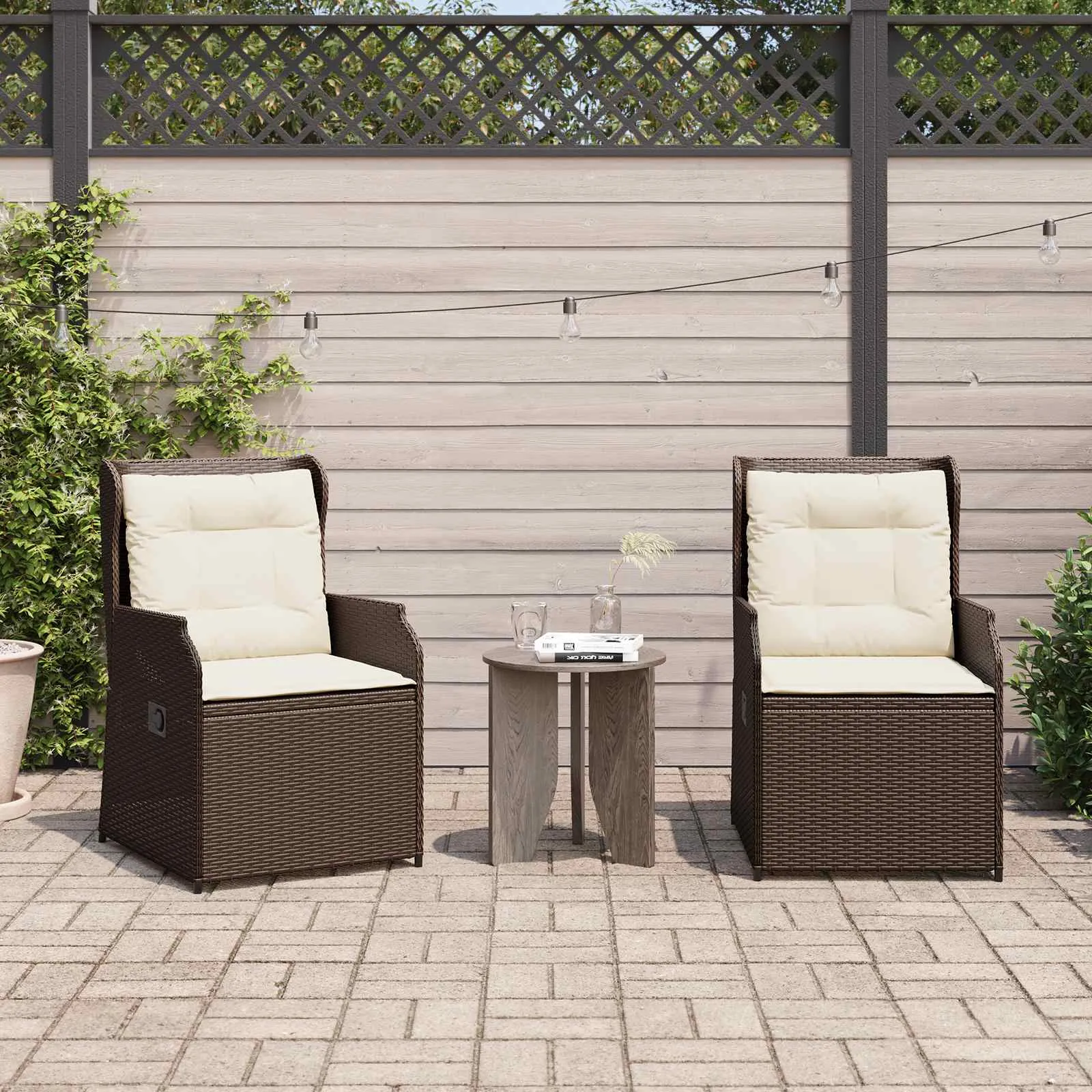 Verstellbare Gartenbank Poly-Rattan 55x67x95 cm Braun
