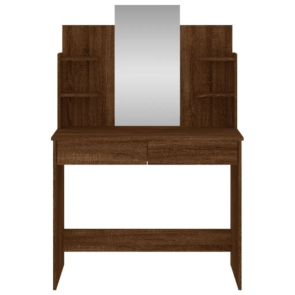 Schminktisch mit Spiegel Braun Eichen-Optik 96x39x142 cm