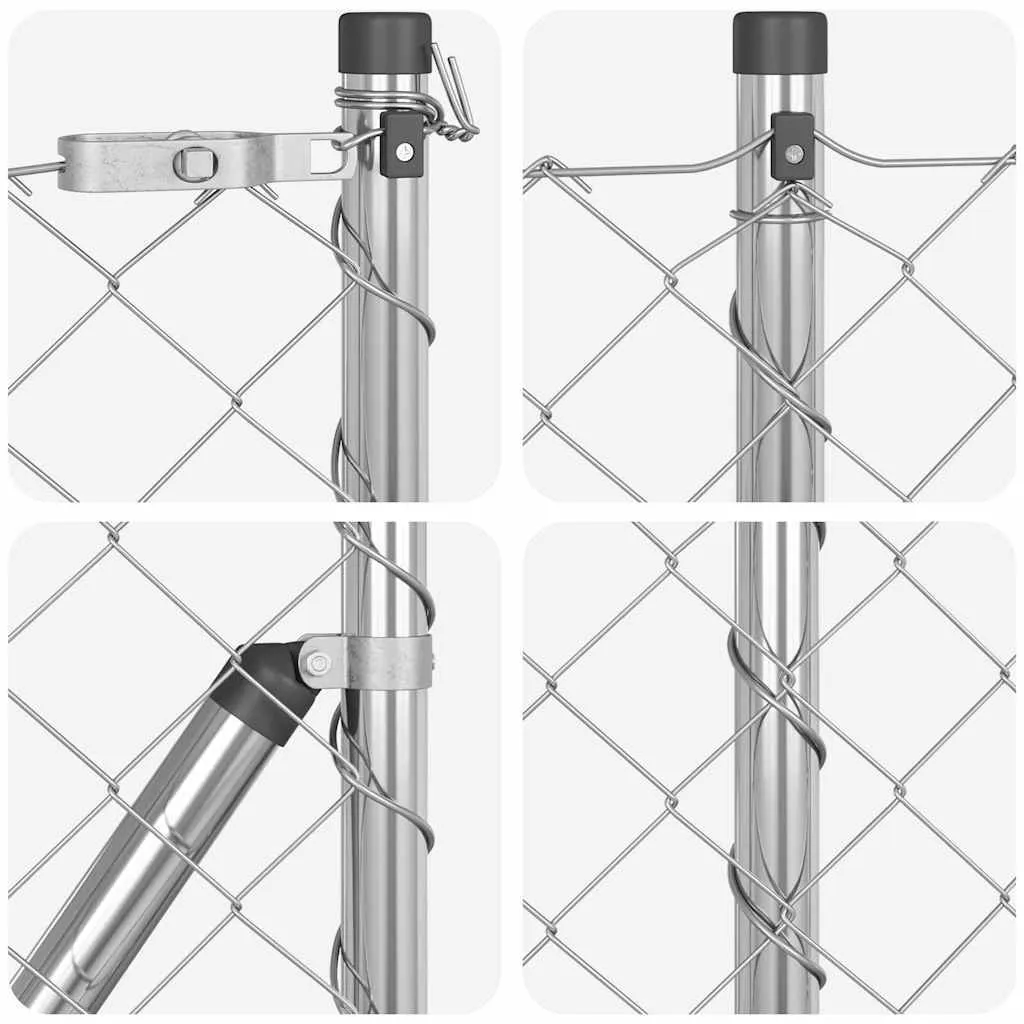 Zaunpfosten-Set aus Stahl 1000 x 3,2 x 60 cm Silber
