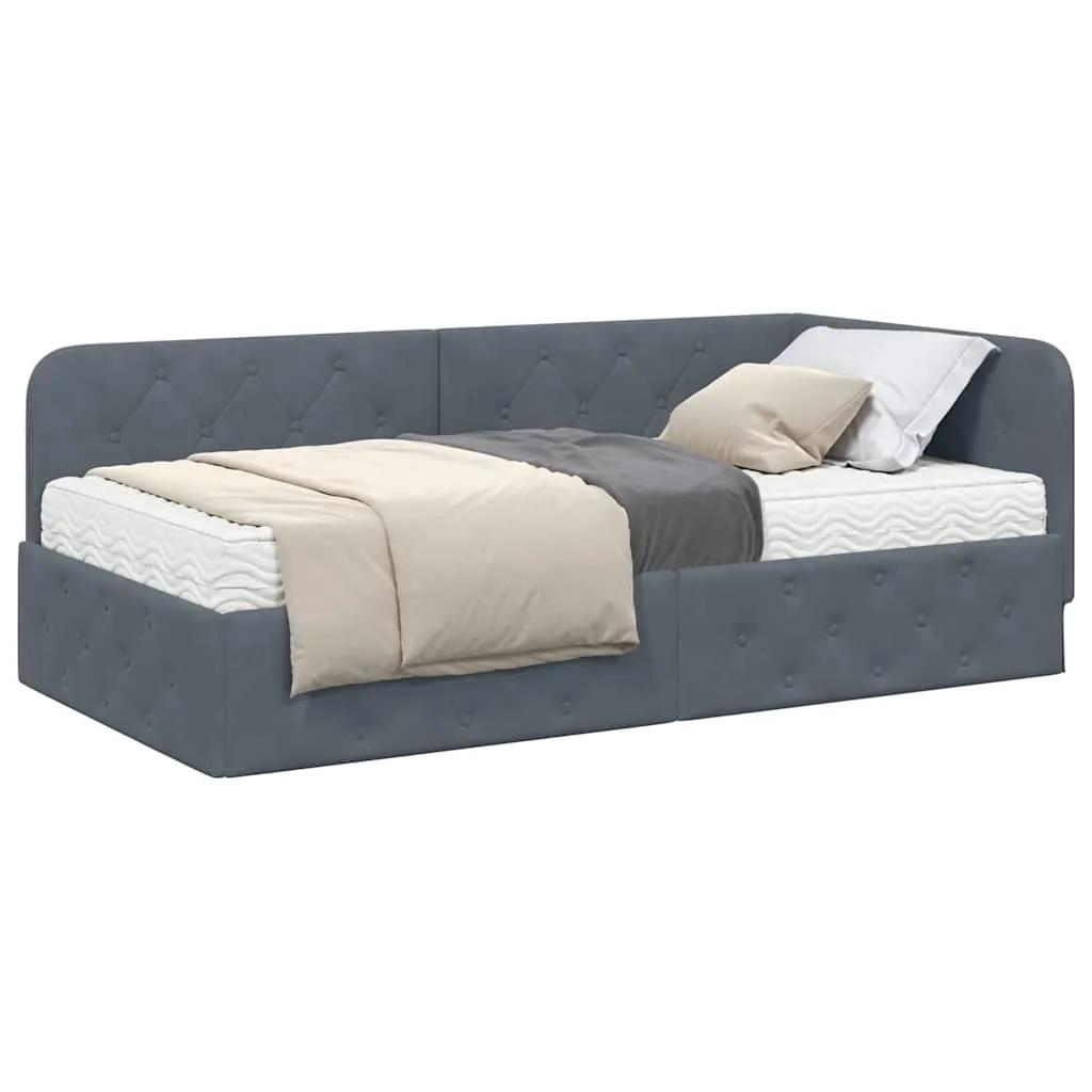 Eckbett mit Matratze 204 x 104 x 72 cm Dunkelgrau
