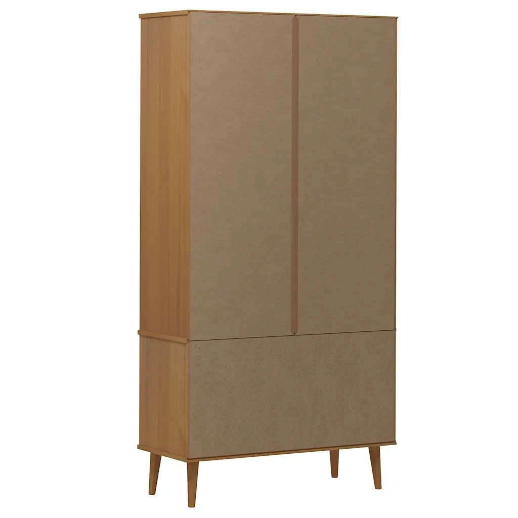 Trendiger Vitrinenschrank aus massivholz mit UV-Lackierung 90x35x175 cm Braun