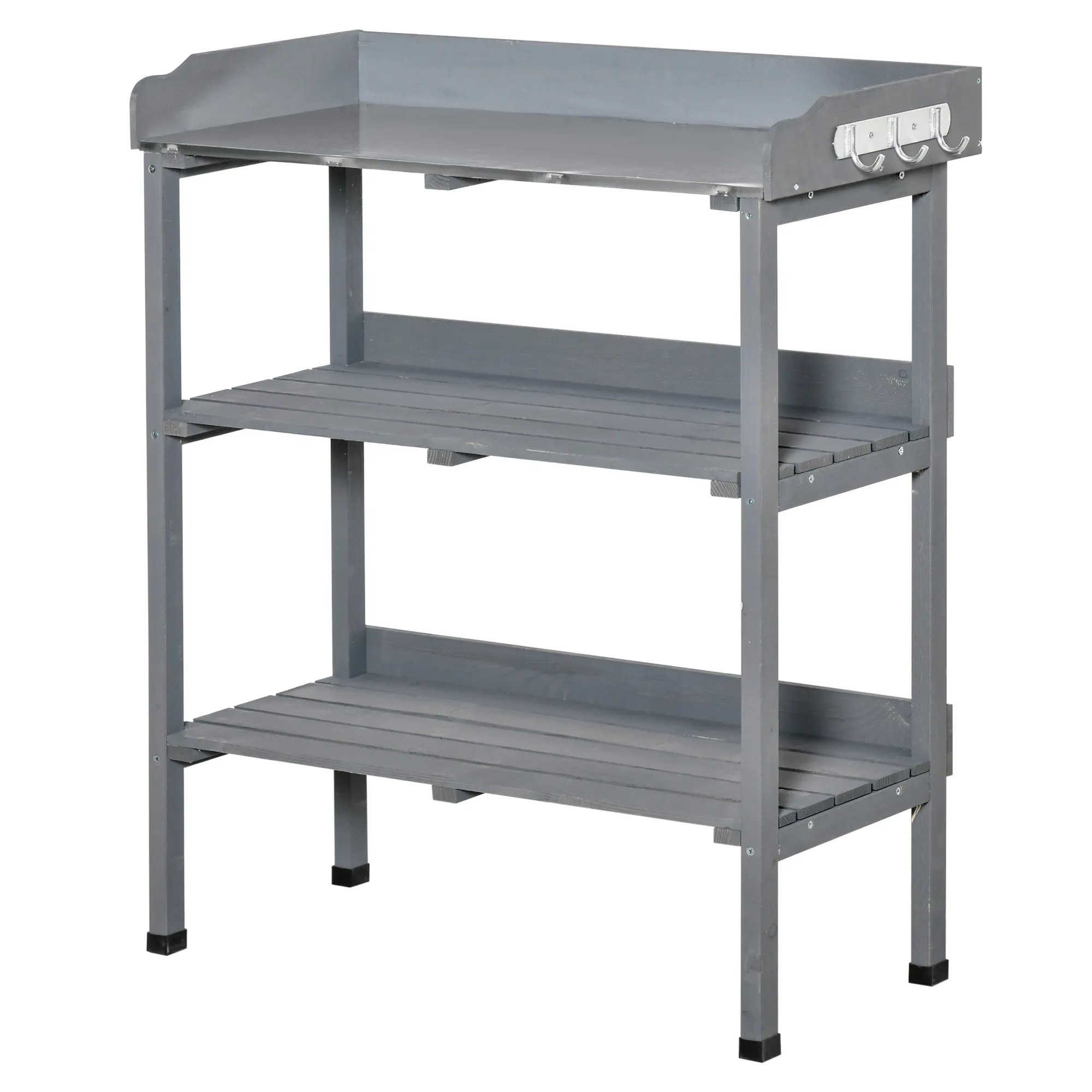Pflanztisch 76L x 37B x 89H cm in Grau aus Massivholz