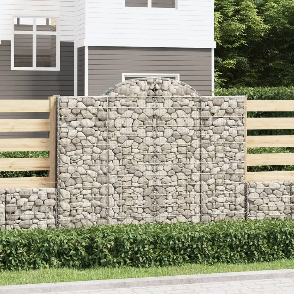 Gabionenwand Hochbogen 200x50x160/180 cm silbern verzinktes Eisen