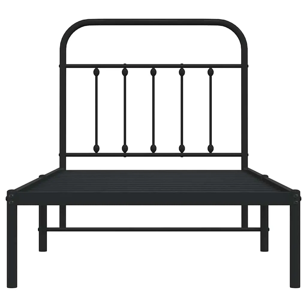Bettgestell mit Kopfteil Metall Schwarz 90x200 cm
