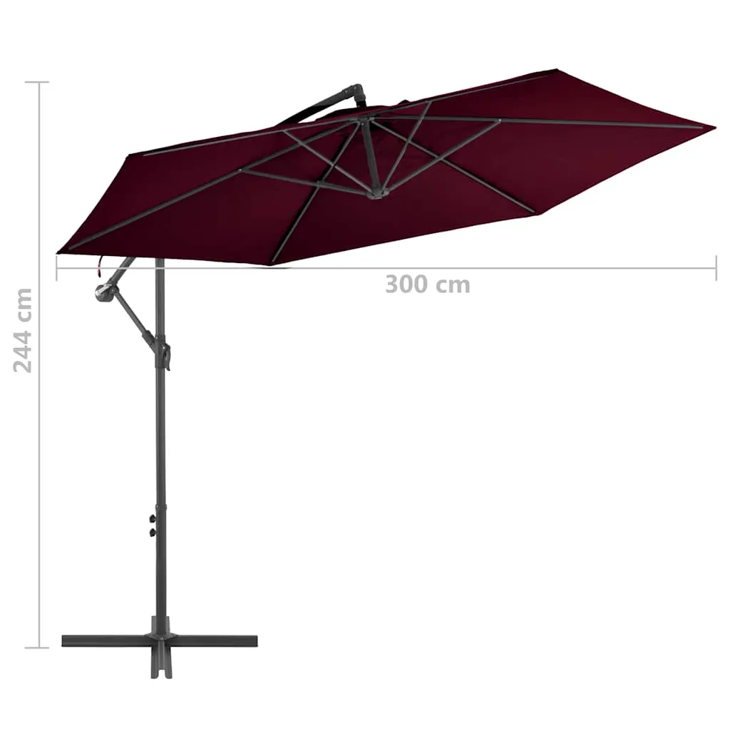 Eleganter Sonnenschirm 300 x 244 cm in Bordeauxrot
