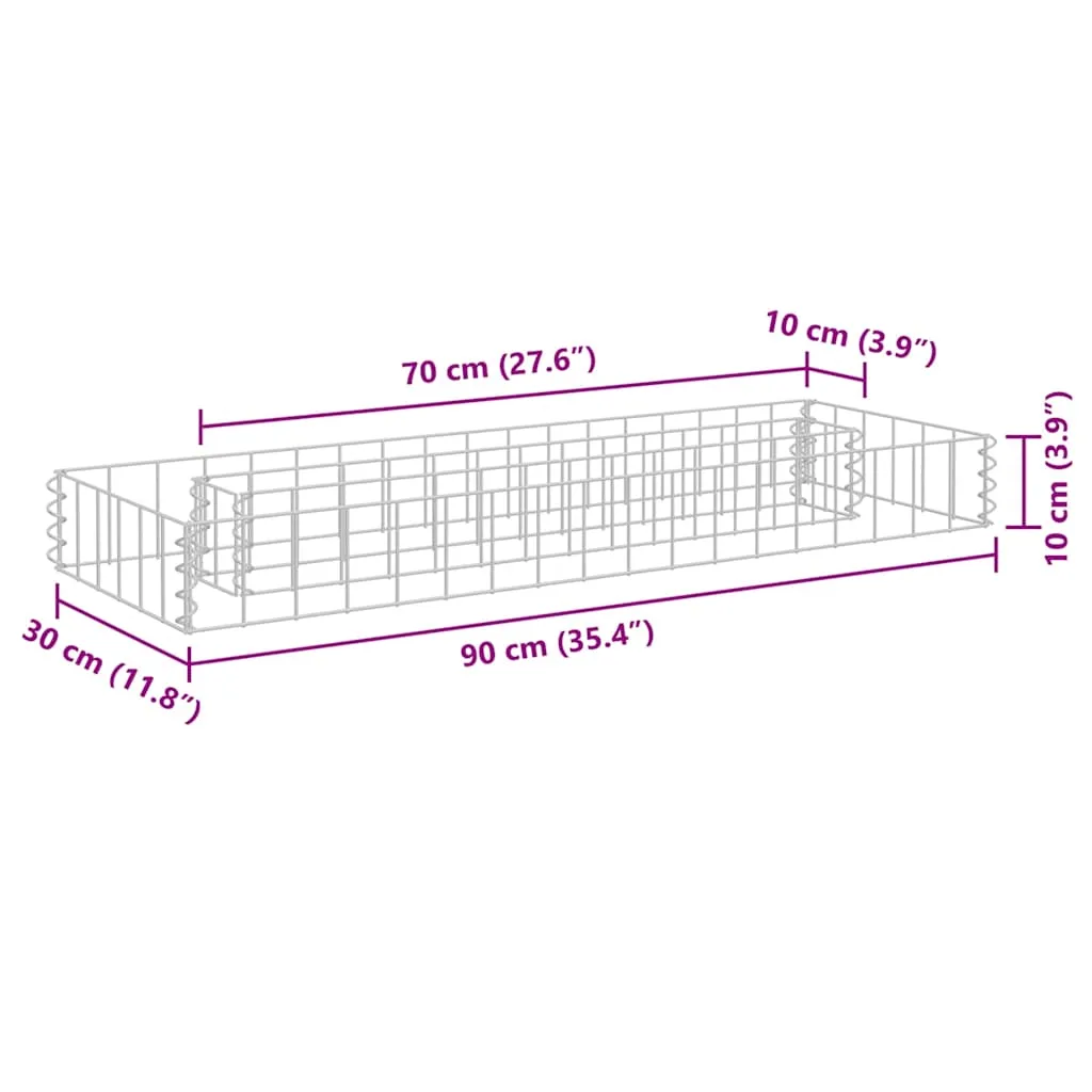 Gabionen-Hochbeet 90x30x10 cm Silber verzinkter Stahl