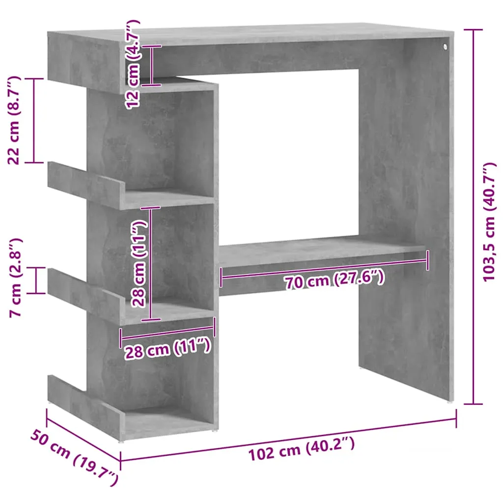 Stehtisch Betongrau 100 x 50 x 101,5 cm aus Holzwerkstoff
