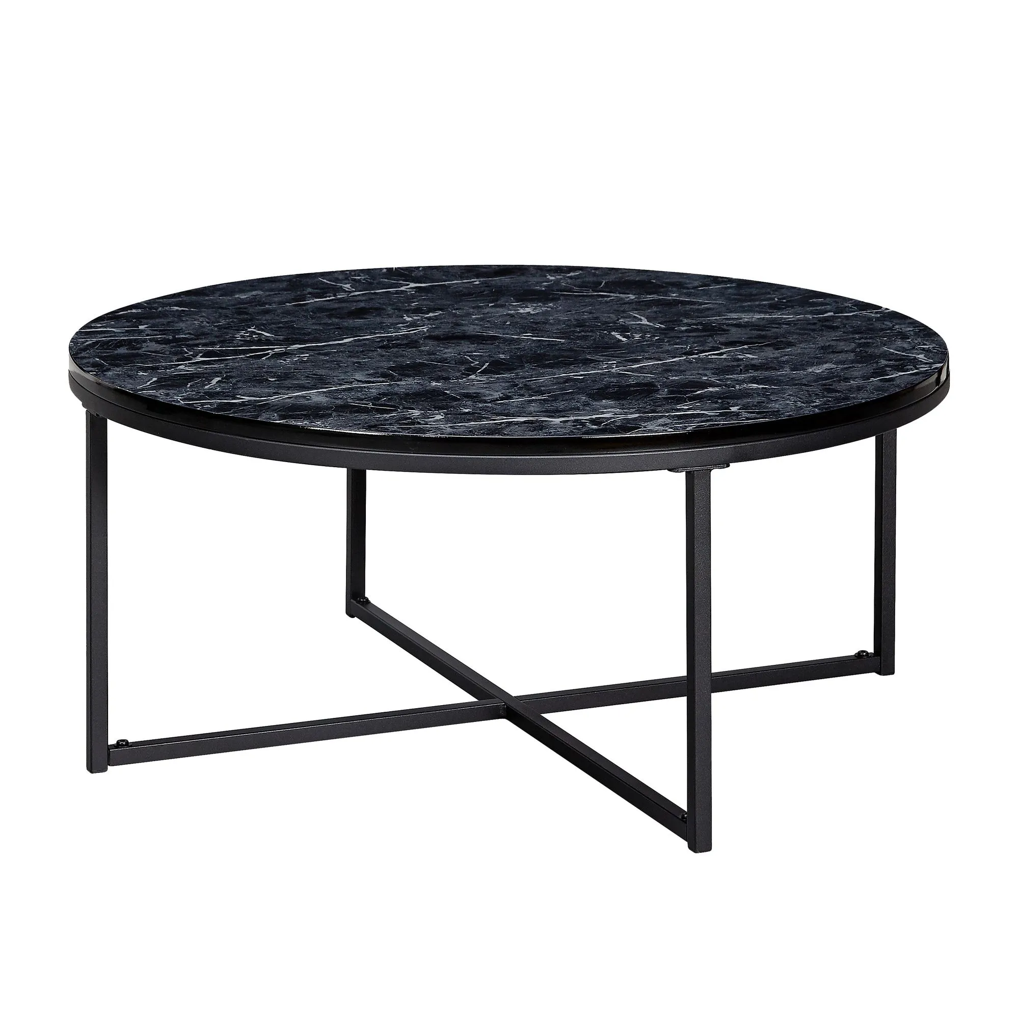 tinkaro Couchtisch rund DEVRAN Holz Wohnzimmertisch Schwarz Marmor-Hochglanz-Optik tinkaro Couchtisch rund DEVRAN Holz Wohnzimmertisch Schwarz Marmor-Hochglanz-Optik