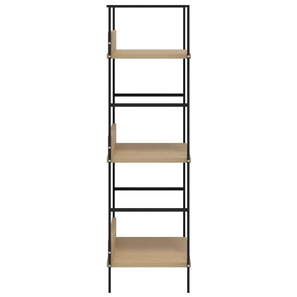 Standregal 60x27,6x90,5 cm in Eichen-Optik und Schwarz mit 3 Ablagen