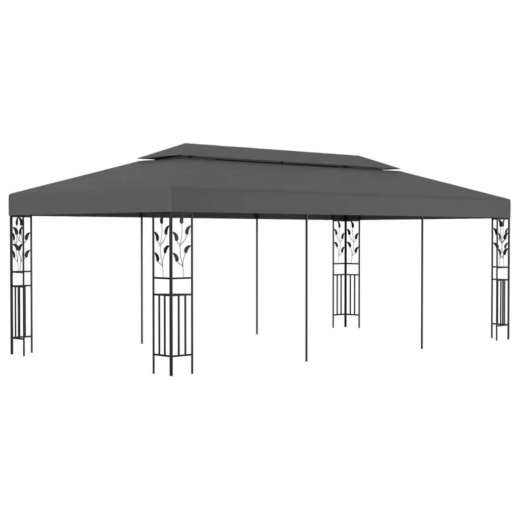 Pavillon mit Doppeldach 600x300x270 cm in Anthrazit und Schwarz