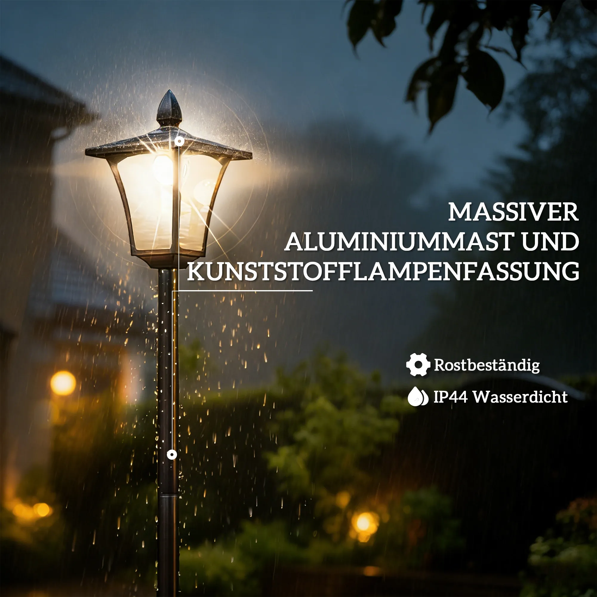 Solar Gartenlaterne mit Pflanzkübel, Aluminium, 160 cm, Schwarz