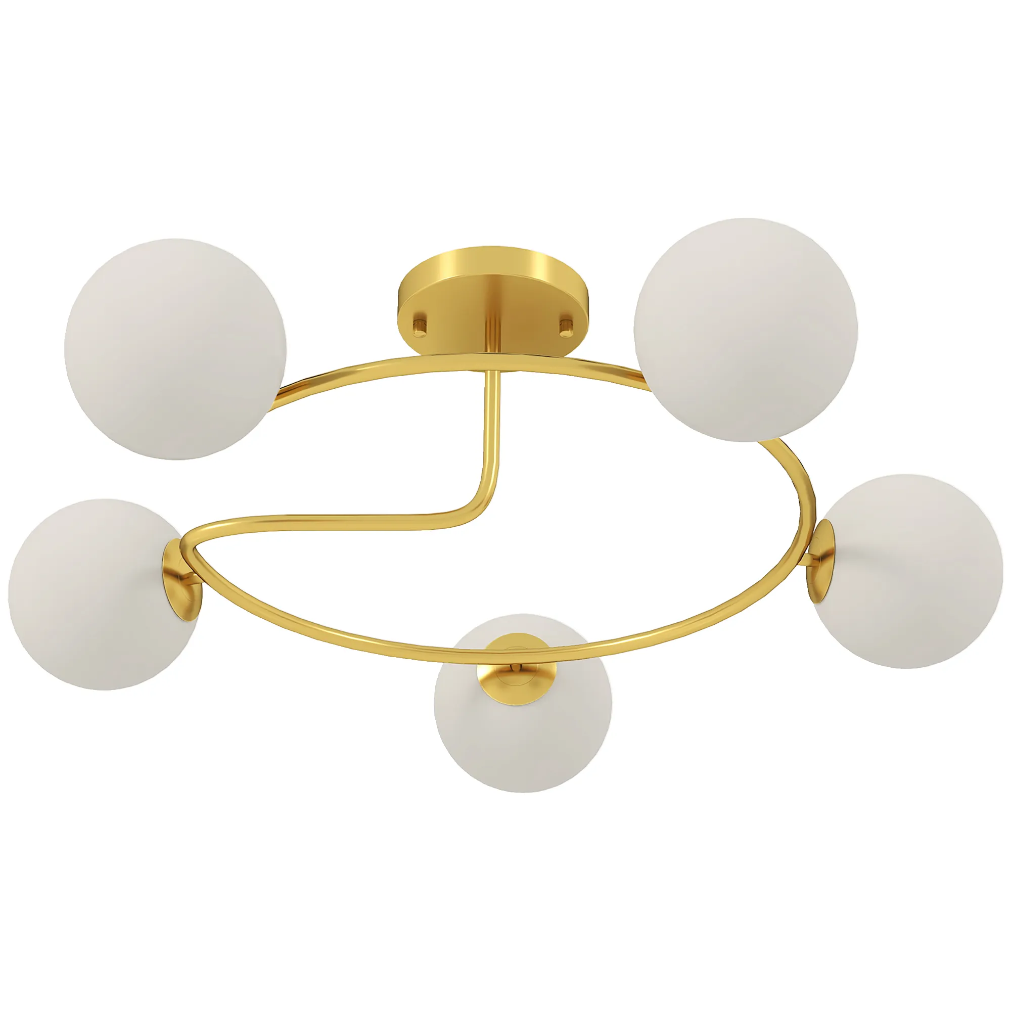 Deckenleuchte G9 mit 5 Schirmen, Metall, Ø64 cm, Gold-Weiß
