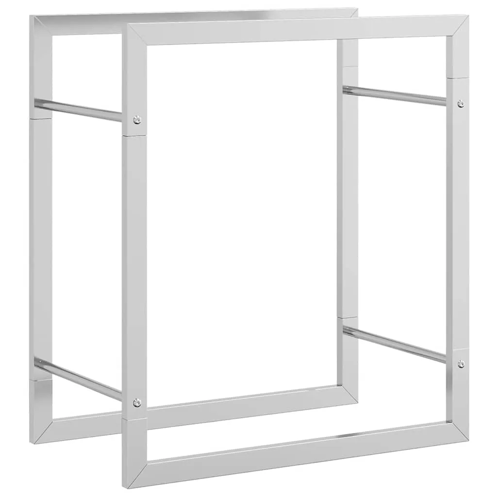 Kaminholzregal Edelstahl 50 x 28 x 56 cm Silbern