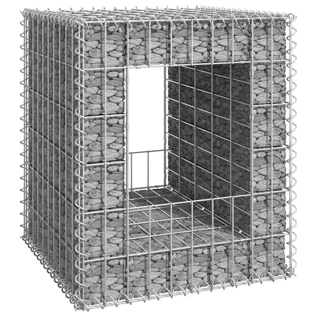 Gabionensäule Silber 50 x 50 x 60 cm aus rostfreiem Eisen