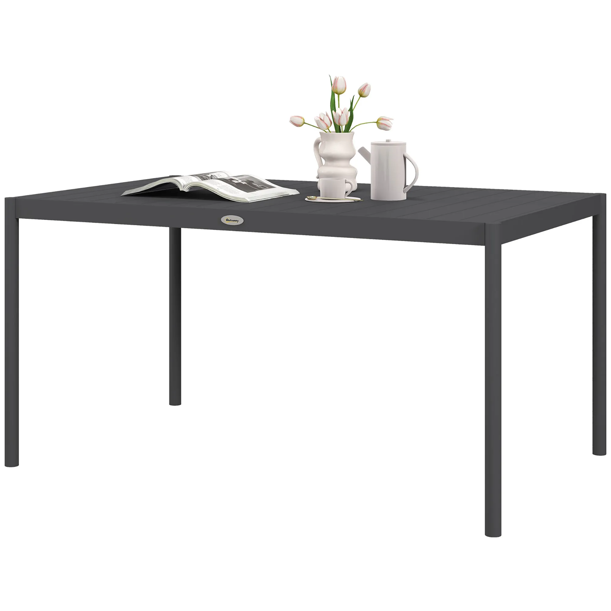 Garten-Esstisch 145x90x74 cm Dunkelgrau für 6 Personen