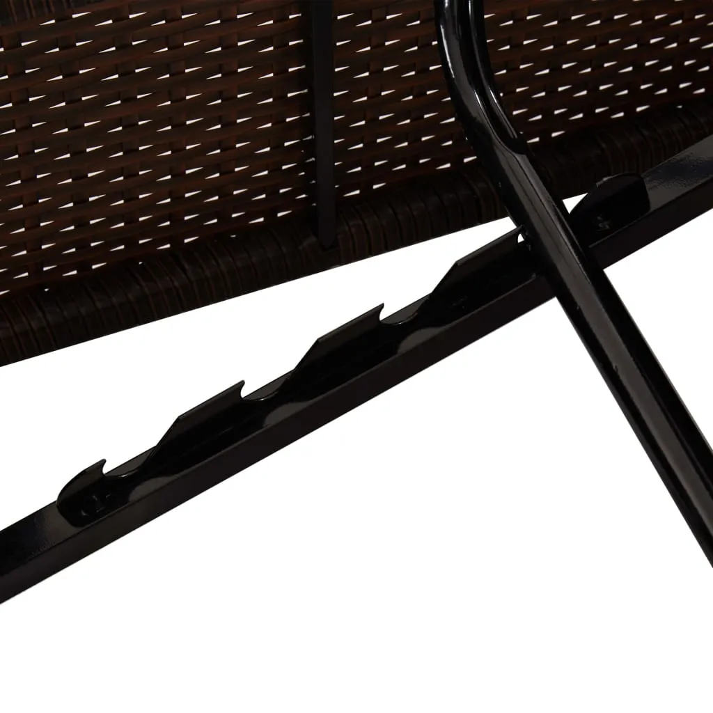 Sonnenliege aus PE-Rattan braun mit cremeweißen Kissen 195x60x31 cm