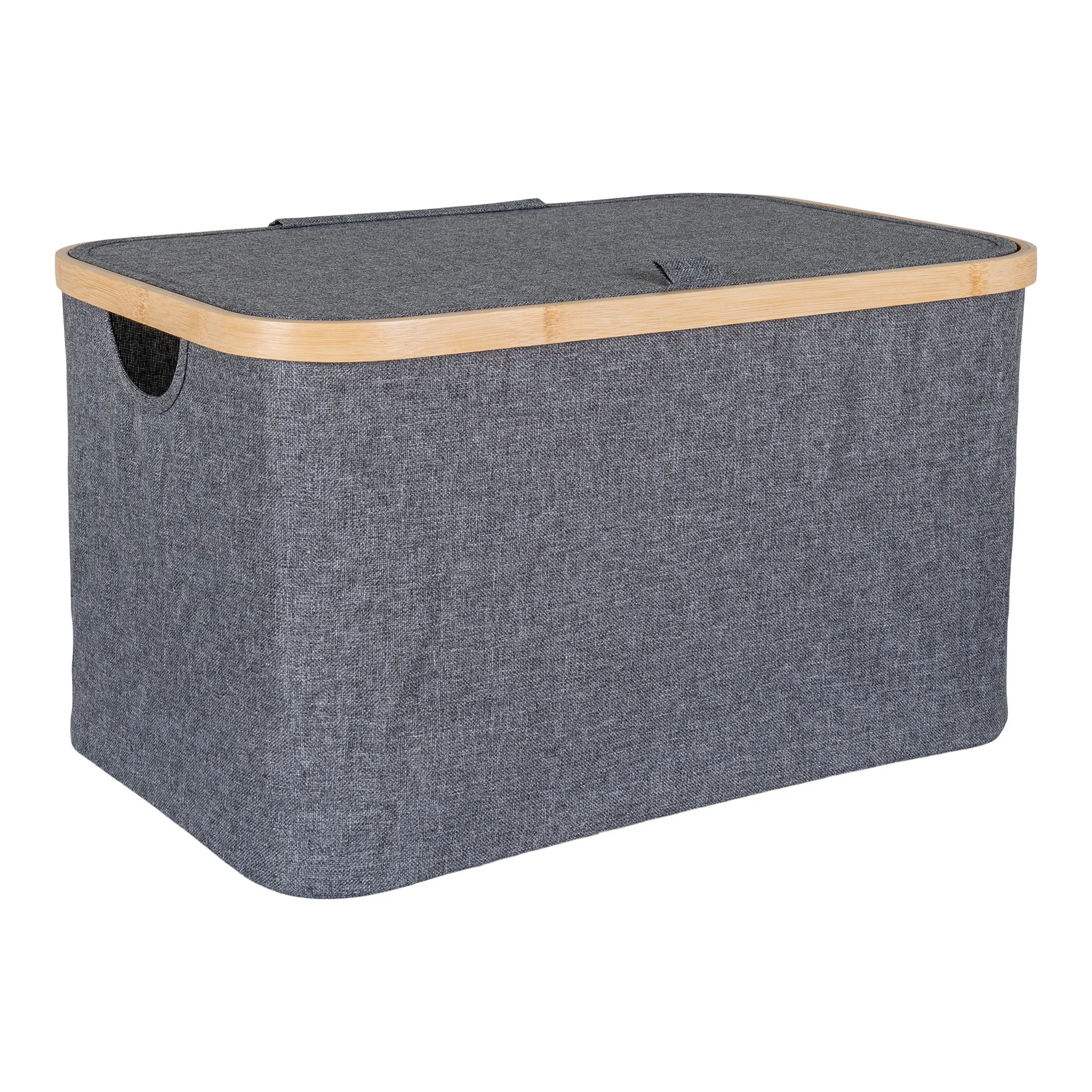 tinkaro Korb Noto Bambus/Textil 45 x 30 x 25 cm Dunkelgrau